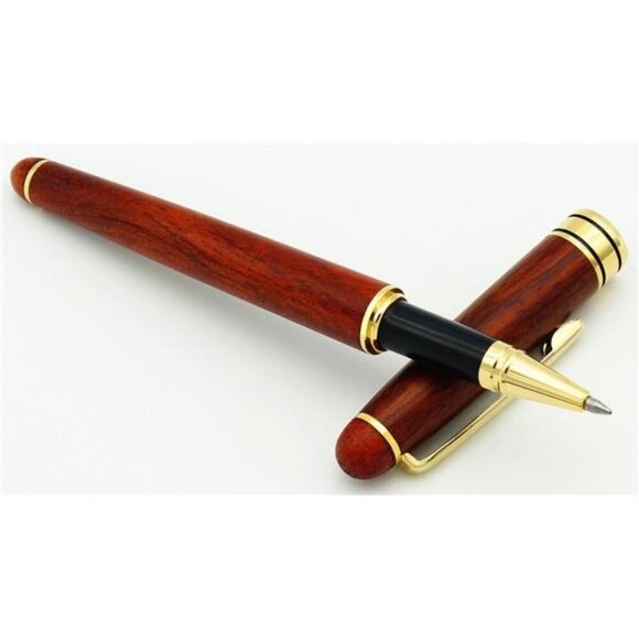 Genuine Rosewood Ballpoint Pen Writing Set - Extra 2 Black Ink Refills - Fancy - Picture 2 of 8